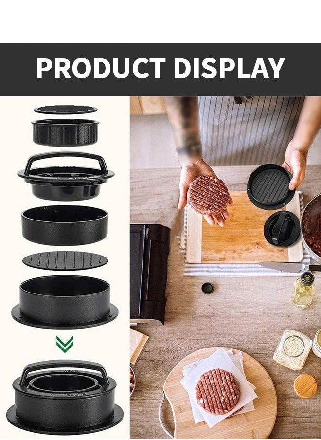 MIXDE Burger Press Patty Maker,3-In-1 Burger Press Mold With 100 Wax Papers Set,Non-Stick Hamburger Meat Mold Ring For Beef Grill, Veggie Burger,BBQ Barbecue  - Image 4