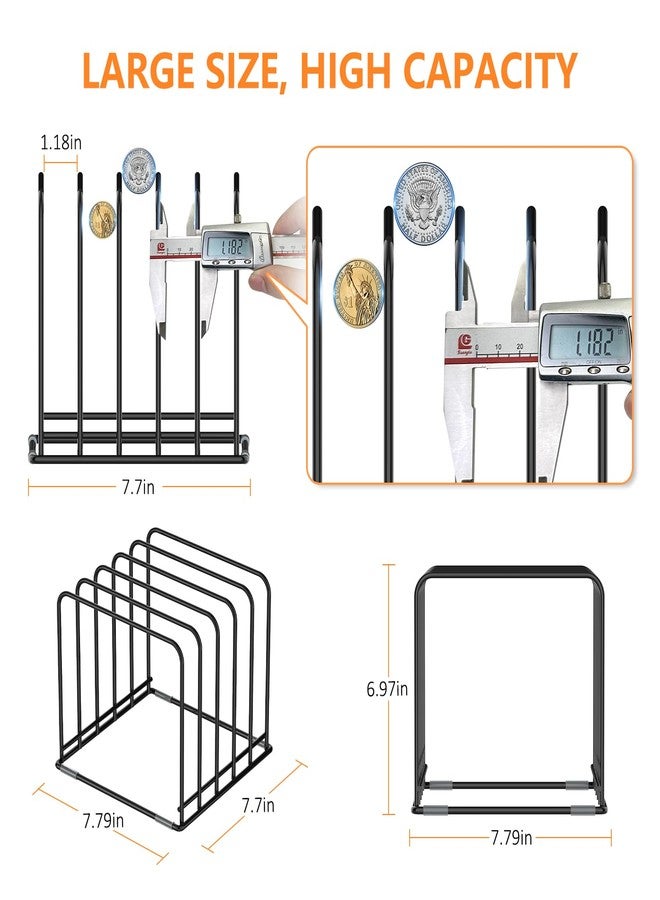 KORRTFID Kitchen Cabinet Organizer, Steel Cookware Holder, Tiered Shelf Tabletop Divided Holder with 5 Slots for Skillets Baking Tray and Chopping Board Rack - Baking Pan Holder Storage (1 PC) - Image 2