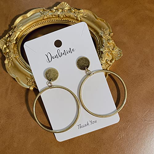 Doubnine Retro Hoop Earrings Bronze Boho Circle Matte Gold Disc Earrings Stud Chic Jewelry for Women - Image 4