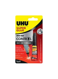 Uhu Super Glue Control Extra Fast And Strong Liquid Clean And Precise Application No Spill Mechanism Tube 3G Transparent