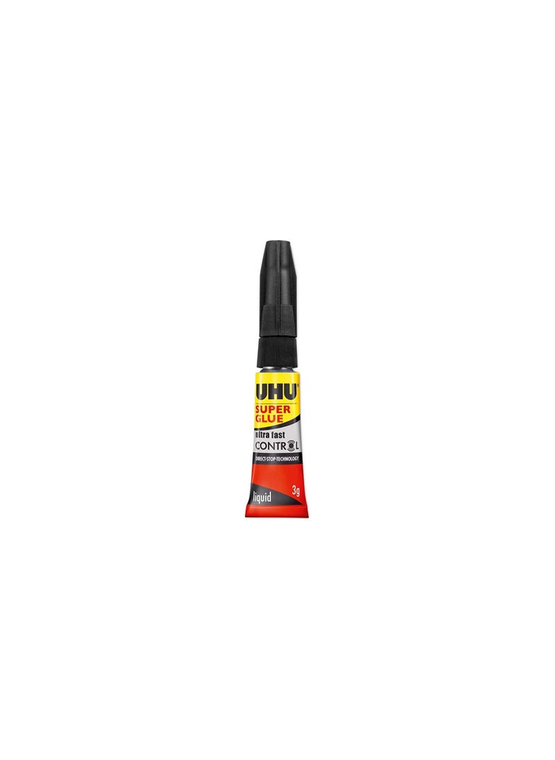 UHU - Uhu Super Glue Control Extra Fast And Strong Liquid Clean And Precise Application No Spill Mechanism Tube 3G Transparent - Image 1