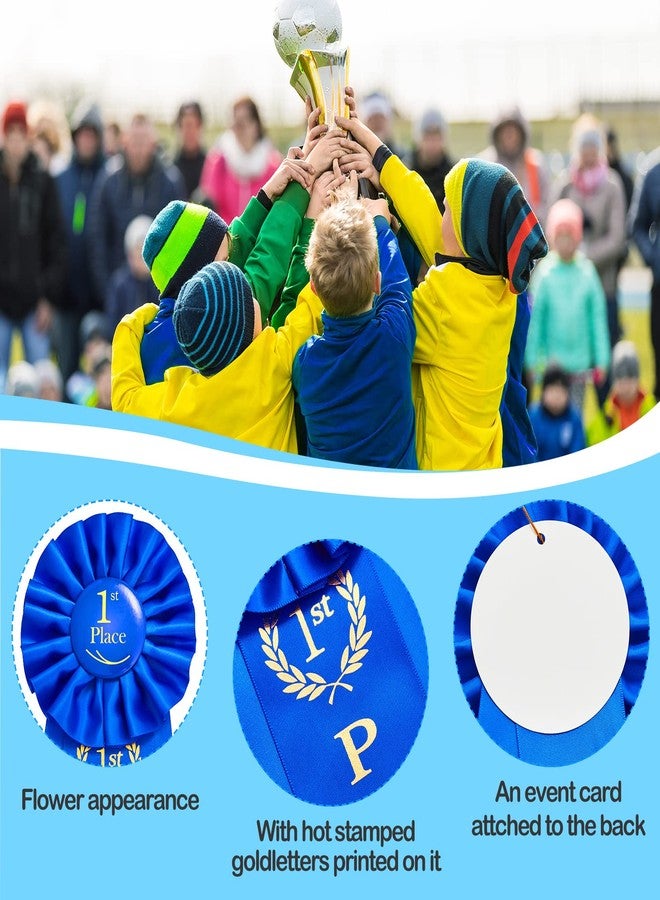 MTLEE Rosette Ribbon Set Award Ribbons 1st Place Prize Winner Grand 1st 2nd 3rd Place Ribbons for Swimming Gymnastics Track Prizes, 1st Blue, 2nd Red, 3rd White(3 Pieces) - Image 3