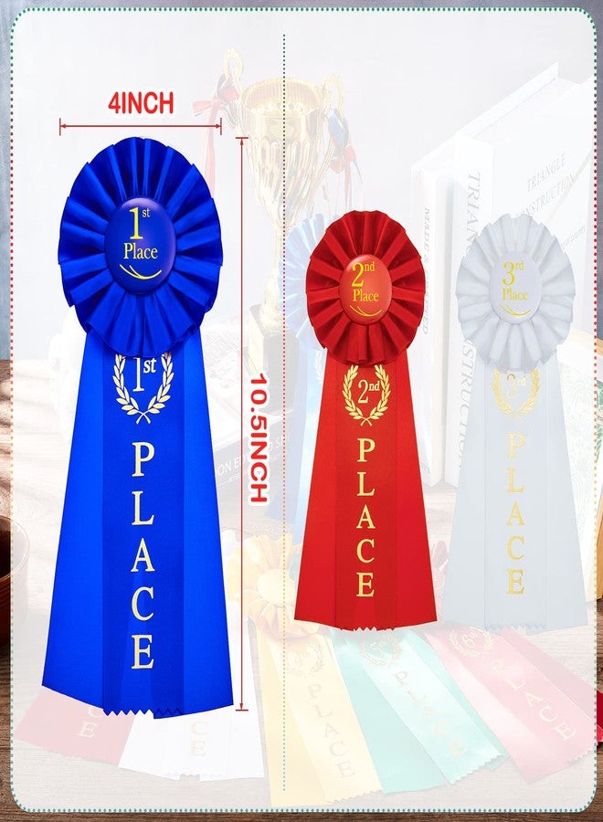 MTLEE Rosette Ribbon Set Award Ribbons 1st Place Prize Winner Grand 1st 2nd 3rd Place Ribbons for Swimming Gymnastics Track Prizes, 1st Blue, 2nd Red, 3rd White(3 Pieces) - Image 2