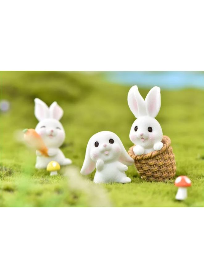 5 Pieces Easter Miniature Mini Rabbit Figures Rabbit Animal Figures Toy Cake Topper Play Set for Aquarium Fairy Garden Dollhouse Planter Decor - Image 5