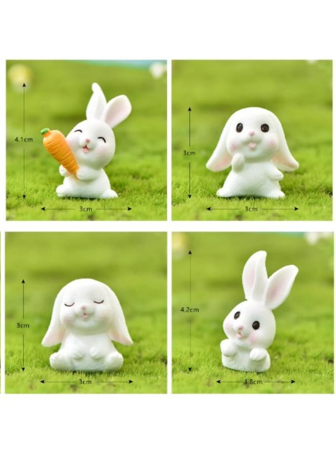 5 Pieces Easter Miniature Mini Rabbit Figures Rabbit Animal Figures Toy Cake Topper Play Set for Aquarium Fairy Garden Dollhouse Planter Decor - Image 2