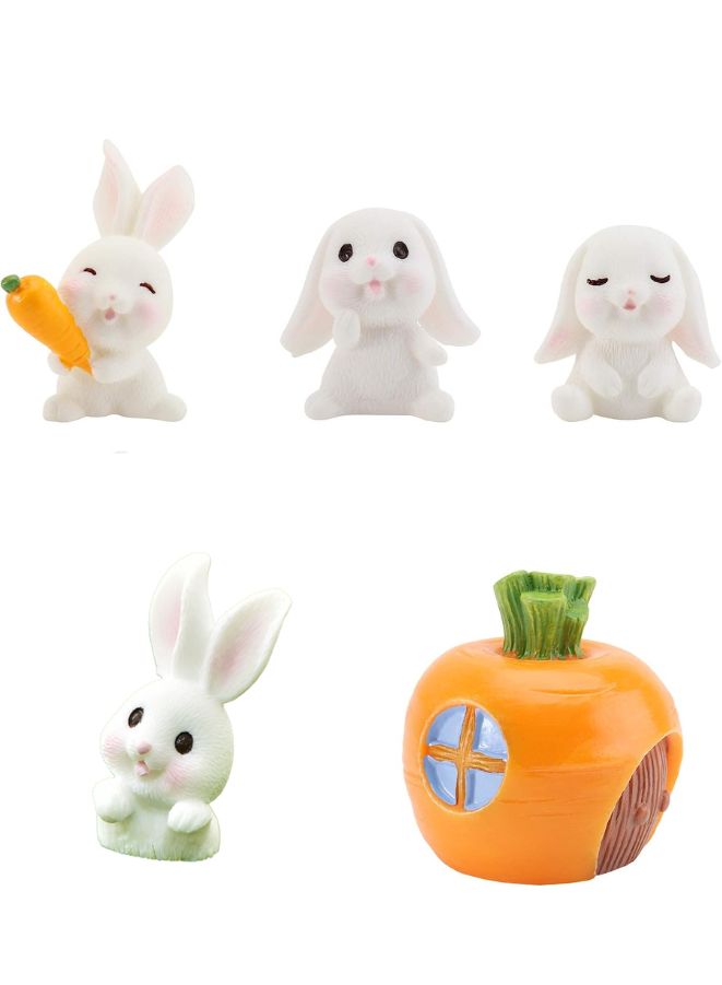 5 Pieces Easter Miniature Mini Rabbit Figures Rabbit Animal Figures Toy Cake Topper Play Set for Aquarium Fairy Garden Dollhouse Planter Decor - Image 1