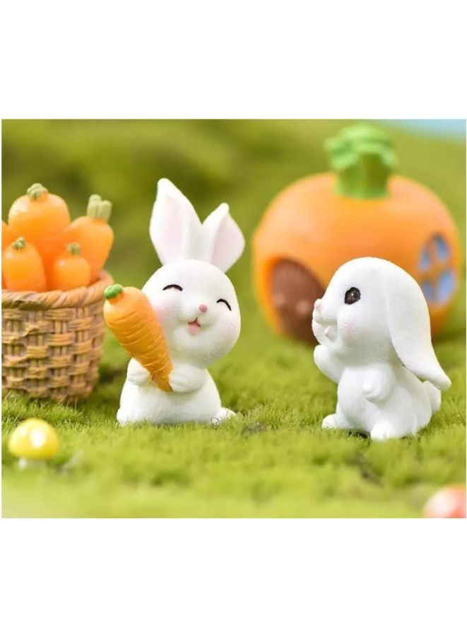 5 Pieces Easter Miniature Mini Rabbit Figures Rabbit Animal Figures Toy Cake Topper Play Set for Aquarium Fairy Garden Dollhouse Planter Decor - Image 3