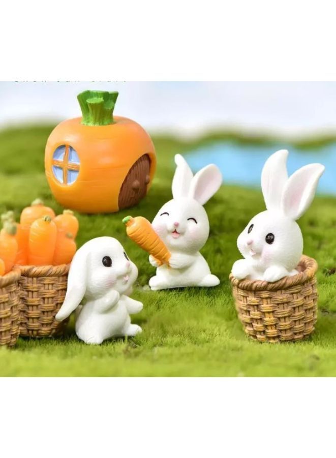 5 Pieces Easter Miniature Mini Rabbit Figures Rabbit Animal Figures Toy Cake Topper Play Set for Aquarium Fairy Garden Dollhouse Planter Decor - Image 4