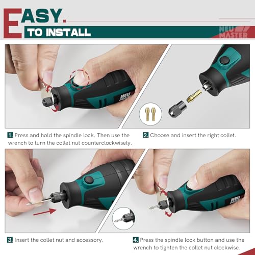 NEU MASTER 180W Rotary Tool Kit, Corded Power Rotary Tools with 160 Accessories and 6 Variable Speed, 10000-35000RPM Electric Drill Set for Handmade Crafting Projects and DIY Creations - Image 5