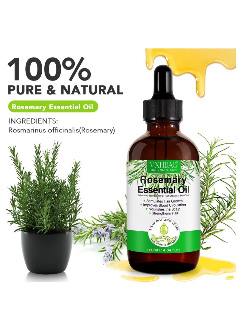VXHDAG 120ml Rosemary Essential Oil for Hair Growth Pure Organic Rosemary Oil for Dry Damaged Hair and Growth Hair Scalp Oil Pure and Natural Premium Quality Oil Hair Loss Treatment Oil for Men and Women - Image 4