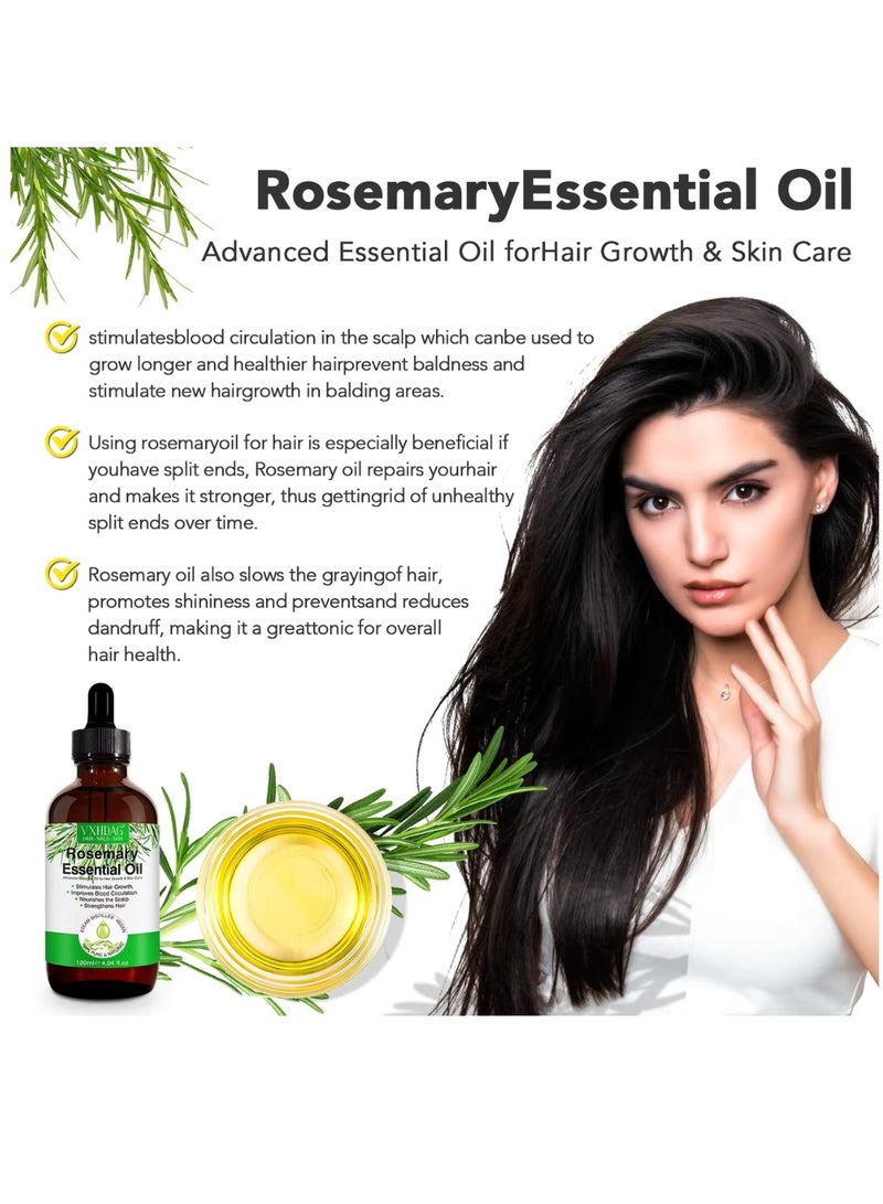 VXHDAG 120ml Rosemary Essential Oil for Hair Growth Pure Organic Rosemary Oil for Dry Damaged Hair and Growth Hair Scalp Oil Pure and Natural Premium Quality Oil Hair Loss Treatment Oil for Men and Women - Image 5