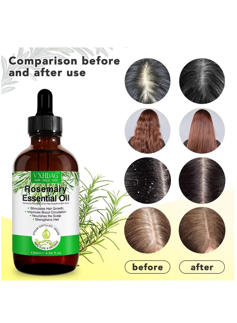 VXHDAG 120ml Rosemary Essential Oil for Hair Growth Pure Organic Rosemary Oil for Dry Damaged Hair and Growth Hair Scalp Oil Pure and Natural Premium Quality Oil Hair Loss Treatment Oil for Men and Women - Image 3