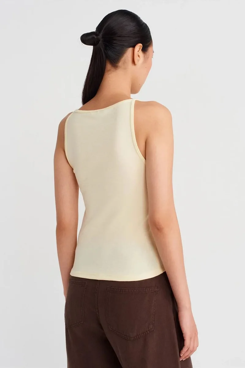 ديلفين DILVIN Ribbed Halterneck Slim-Fit Blouse