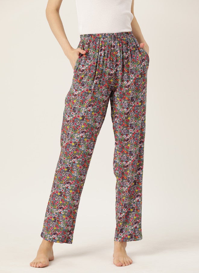 Rue Collection سروال قطن نقي مزخرف بأزهار للنساء - Image 1