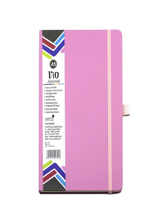 Viva VIO A5 Journal Notebook 160 Pages 80 gsm Corporate Office diary (PINK) - Image 1