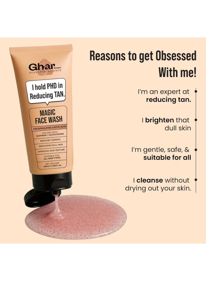 Ghar Soaps Magic De-Tan Face wash With Saffron & Glutathione 100ml | Tan Removal, Brightening and Glowing Skin I For All Skin Type I For Men & Women - Image 4