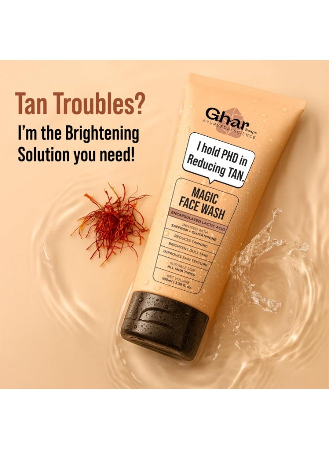 Ghar Soaps Magic De-Tan Face wash With Saffron & Glutathione 100ml | Tan Removal, Brightening and Glowing Skin I For All Skin Type I For Men & Women - Image 2