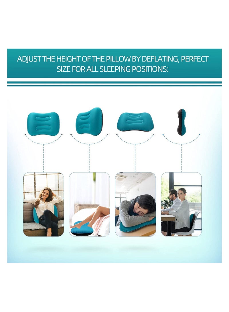 Y&D Inflatable Travel Pillow, Ultralight Camping Compressible Ergonomic Pillow for Neck Lumbar Support, Comfortable Head Support Hiking Office Nap (Malachite Green) - Image 3