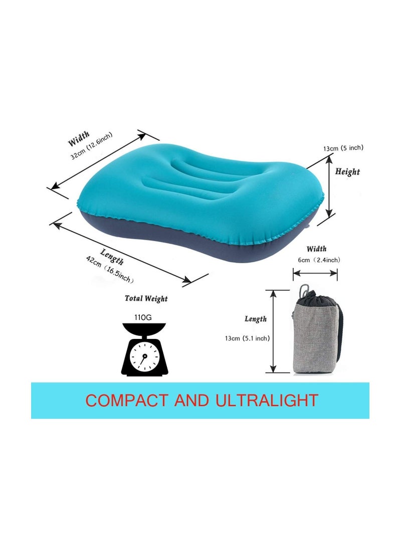 Y&D Inflatable Travel Pillow, Ultralight Camping Compressible Ergonomic Pillow for Neck Lumbar Support, Comfortable Head Support Hiking Office Nap (Malachite Green) - Image 4