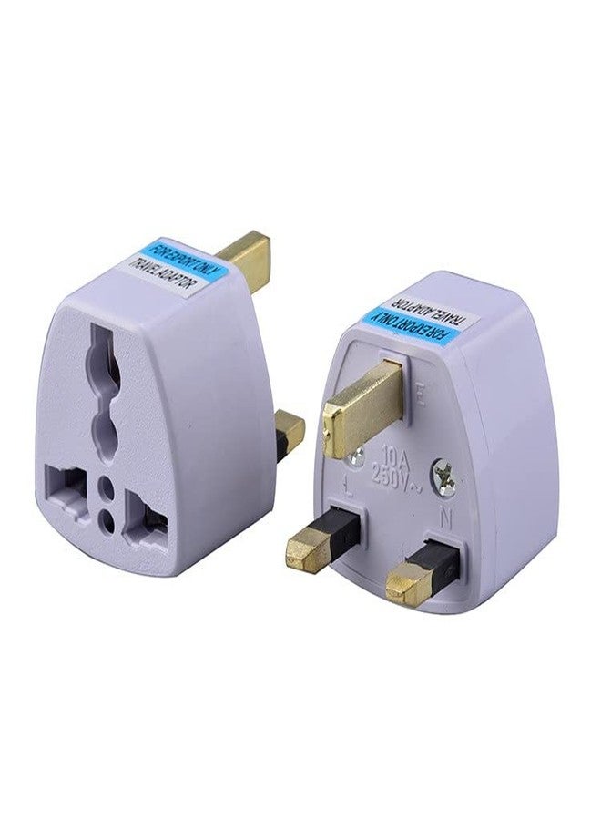 fdealz [ 2 Pieces ] Universal Travel Plug Adapter Standard UK Travel Plug Adapter Grounded Portable Plug Adapter Type White - Image 1