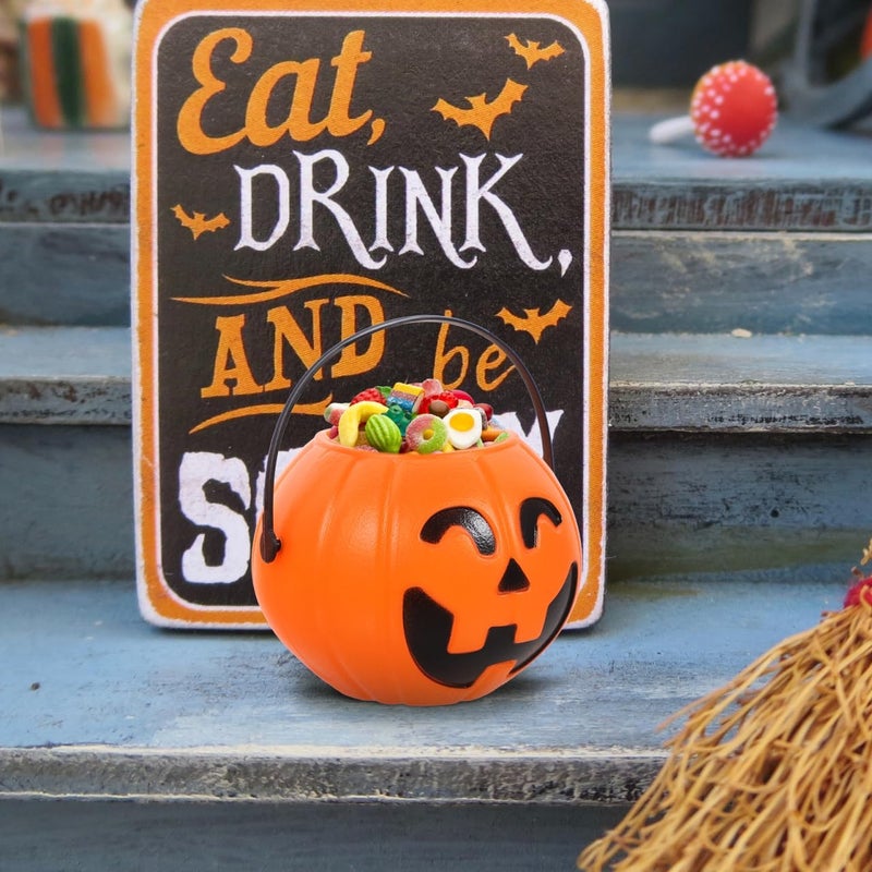 Baluue Halloween Pumpkin Bucket with Handle Portable Candy Pail for Trick or Treat 6.7 Inch Plastic Pumpkin Candy Holder for Kids Party Decoration - Image 5