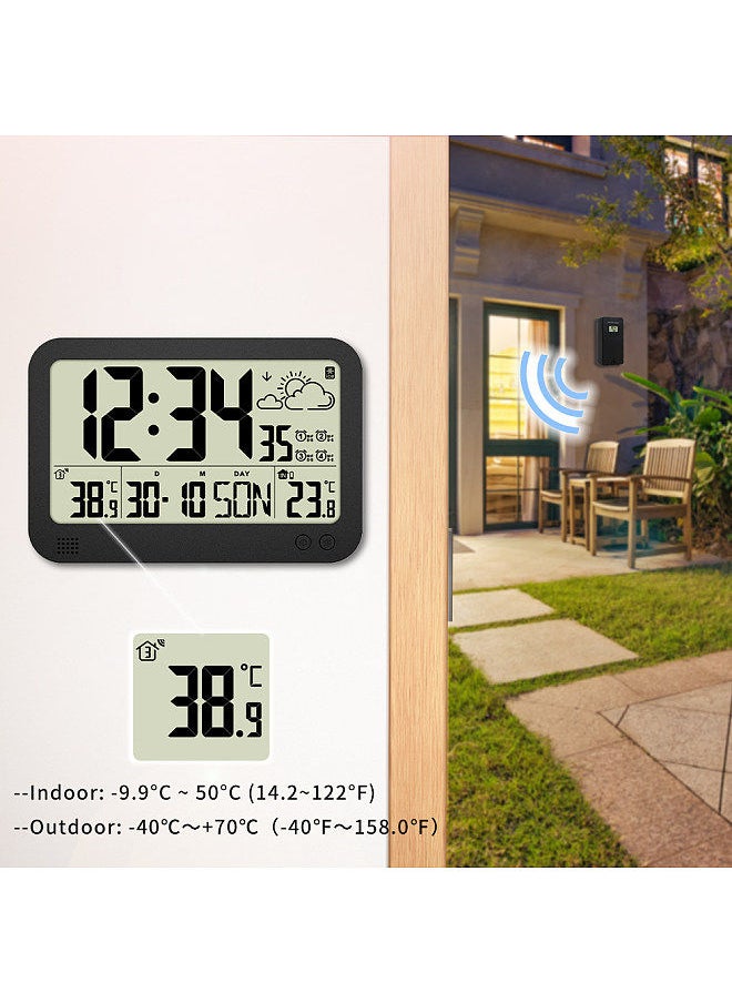 Generic - Weather Station Wireless Indoor Outdoor Thermometer Temperature Humidity Monitor Adjustable with HD Large Display and Remote Sensor - Image 1