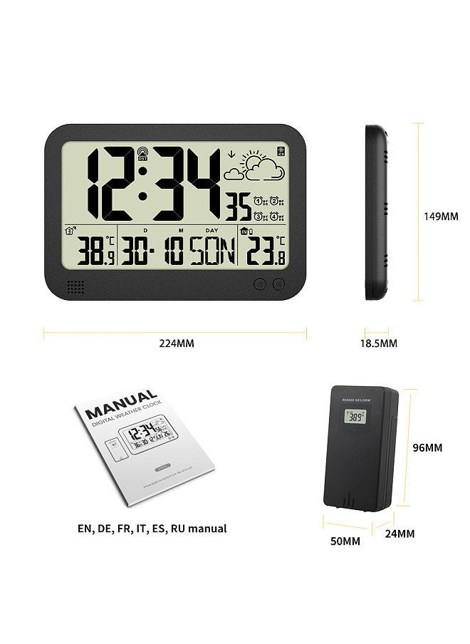 Generic - Weather Station Wireless Indoor Outdoor Thermometer Temperature Humidity Monitor Adjustable with HD Large Display and Remote Sensor - Image 1