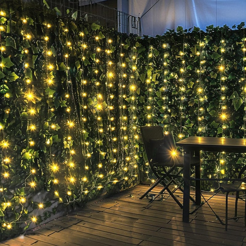 Comtelek Artificial Ivy Privacy Fence with Lights 120x40in Grass Wall Screen Fake Vines Balcony Fence Privacy Screen Cover, Faux Ivy Leaf Hedge Panels Wall Decoration - Image 1