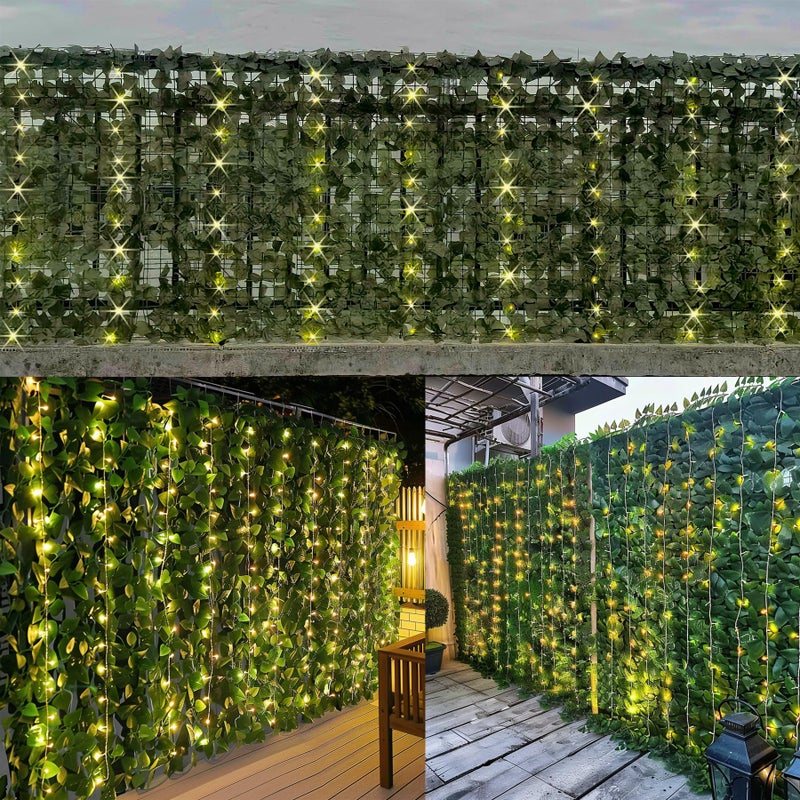 Comtelek Artificial Ivy Privacy Fence with Lights 120x40in Grass Wall Screen Fake Vines Balcony Fence Privacy Screen Cover, Faux Ivy Leaf Hedge Panels Wall Decoration - Image 5