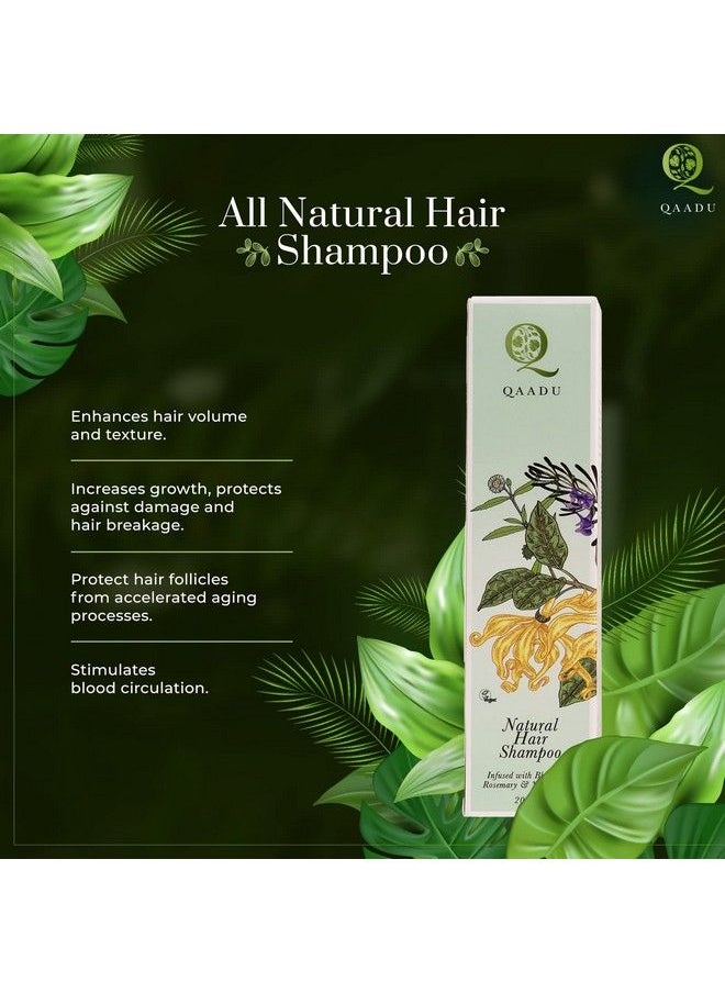 QAADU Natural Hair Shampoo With Bhringraj Rosemary And Ylang Ylang Sulphate And Paraben Free Herbal Shampoo Ideal For Thin Damageprone And Dry Hair 200Ml  - Image 3