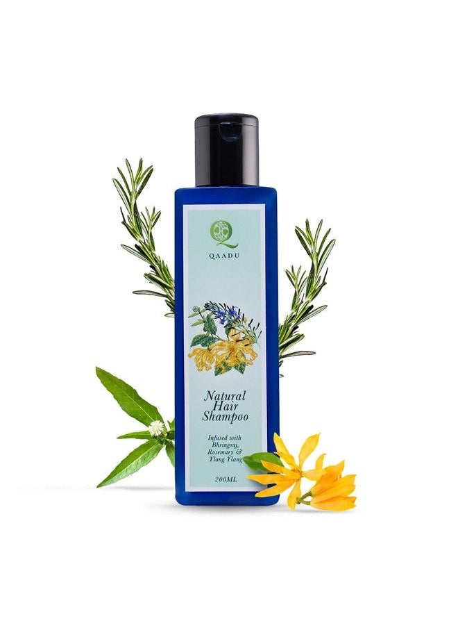 QAADU Natural Hair Shampoo With Bhringraj Rosemary And Ylang Ylang Sulphate And Paraben Free Herbal Shampoo Ideal For Thin Damageprone And Dry Hair 200Ml  - Image 1
