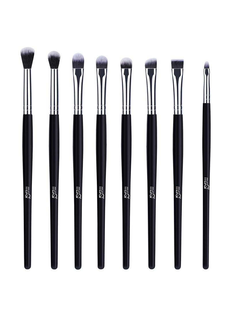 MSQ MSQ Eye Makeup Brushes Eyeshadow Makeup Brushes Set with Soft Synthetic Hairs & Real Wood Handle for Eyeshadow, Eyebrow, Eyeliner, Blending (Black, 8PCS) 