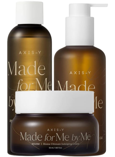Axis-Y Made for Me by Me Indulging Cream – 55 ml, Cleansing Oil – 200 ml, & Infused Toner – 200 ml Pack | Complete Skincare Routine for Hydration and Radiance
