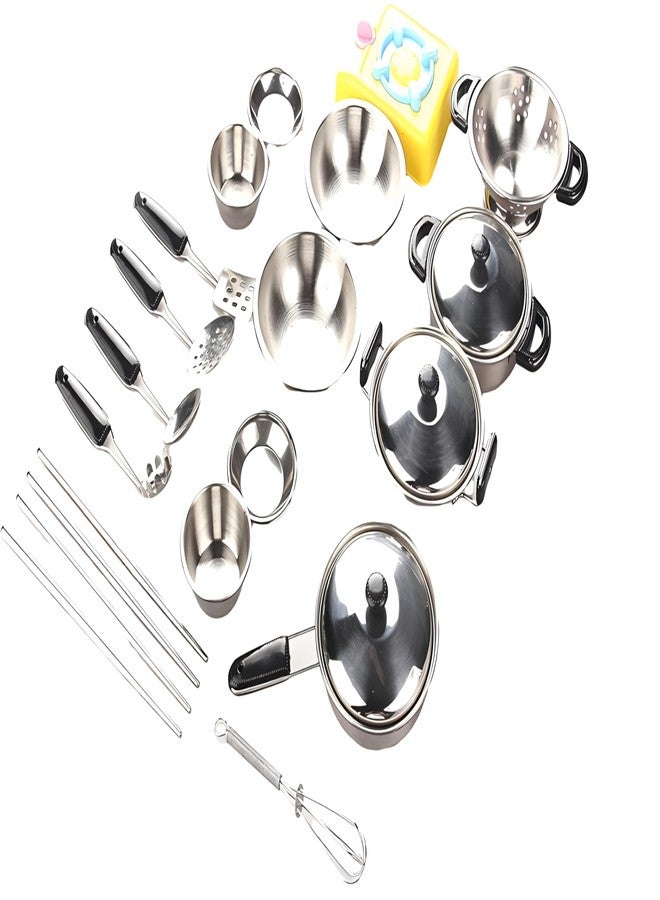 MAGIKON Miniature Toy 17-Piece Stainless Steel Pots and Pans Set , MAGIKON Pretend Play Kitchen Cooking Utensils Toy - Image 2
