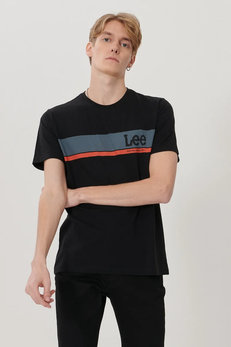 LEE Men's Black Regular Fit Crew Neck T-Shirt