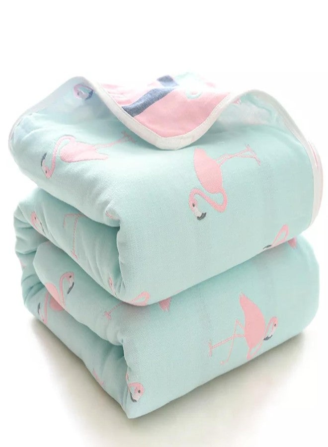 MumsLap Baby Muslin Blanket for Newborn | 80 * 80 | 6 Layer Gauze Cotton | Soft Swaddle Wrap Blanket/Quilt/Bath Towel/Nursing Cover/Crib Blankets for Boys and Girls (Pink Swan) - Image 1