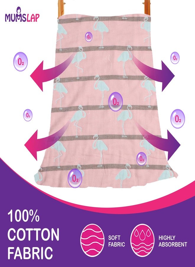 MumsLap Baby Muslin Blanket for Newborn | 80 * 80 | 6 Layer Gauze Cotton | Soft Swaddle Wrap Blanket/Quilt/Bath Towel/Nursing Cover/Crib Blankets for Boys and Girls (Pink Swan) - Image 3