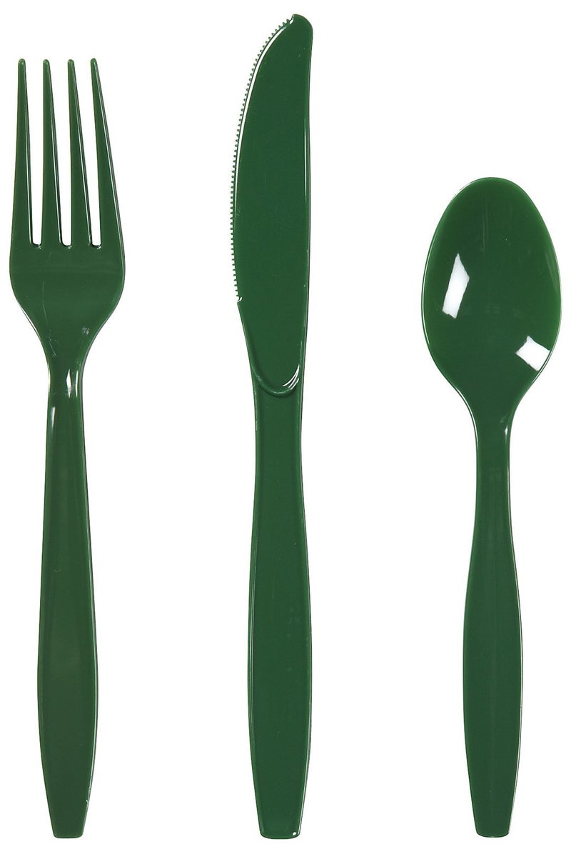 CREATIVE CONVERTING Assorted Hunter Green Plastic Cutlery Set- 24 pcs.