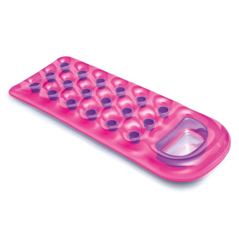 Intex Suntanner 18 Pocket Single Person Inflatable Swimming Pool Beach Lounge Floating Raft with Pillow and Cupholders - Image 1