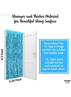 KATCHON KatchOn, XtraLarge, Wavy Blue Foil Fringe Curtain - 3.2x6.5 Feet, Pack of 2 | Blue Water Beach Backdrop for Beach Party Decorations | Under The Sea Party Decorations | Summer Pool Party Decorations  - Image 3