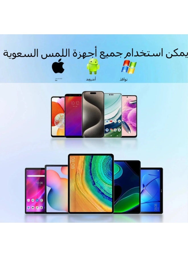 LR نيكسوس قلم يدوي للأجهزة بشاشة تعمل باللمس، قلم لمس قابل لإعادة الشحن، مع شاشة LED للبطارية، بدون بلوتوث، مزود بمستشعر الميل وحماية من اللمس العرضي، منفذ شحن Type-C، متوافق مع iPad/iPhone/Android — اللون الأبيض - Image 3