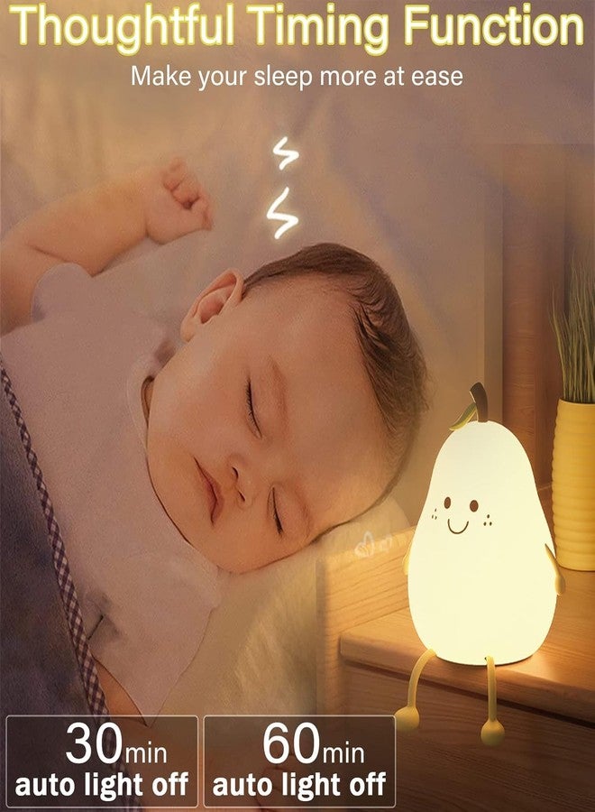Lumipets Pear Night Light for Kids - Silicone Cute Dimmable Lamp for Nightstand, Bedroom, Nursery - Kawaii Fruit Nightlight for Baby Room - Image 3
