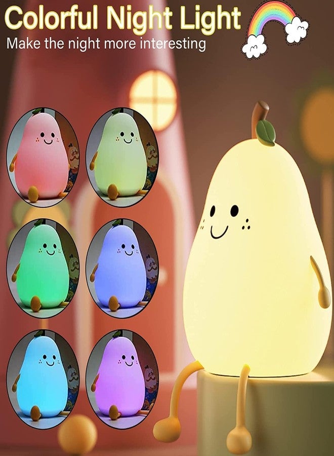 Lumipets Pear Night Light for Kids - Silicone Cute Dimmable Lamp for Nightstand, Bedroom, Nursery - Kawaii Fruit Nightlight for Baby Room - Image 5