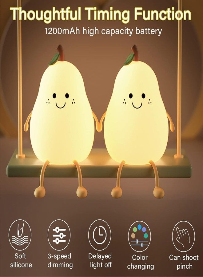 Lumipets Pear Night Light for Kids - Silicone Cute Dimmable Lamp for Nightstand, Bedroom, Nursery - Kawaii Fruit Nightlight for Baby Room - Image 4