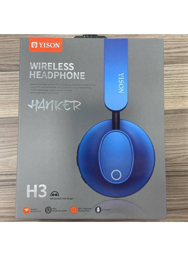Yison H3 Bluetooth Headphone Wireless Over Head Noise Reduction Stereo Sound TWS Earphones Super Bass Headsets with Microphone