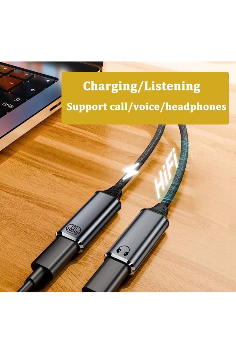 انسجام محول موزع USB C - كابل دونجل صوتي مزدوج USB C لسماعات الرأس والشاحن مع شحن سريع PD 100 وات لسلسلة iPhone 16/15 iPad MacBook Galaxy S24/S23 والمزيد - Image 3