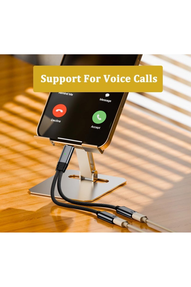 انسجام محول موزع USB C - كابل دونجل صوتي مزدوج USB C لسماعات الرأس والشاحن مع شحن سريع PD 100 وات لسلسلة iPhone 16/15 iPad MacBook Galaxy S24/S23 والمزيد - Image 5