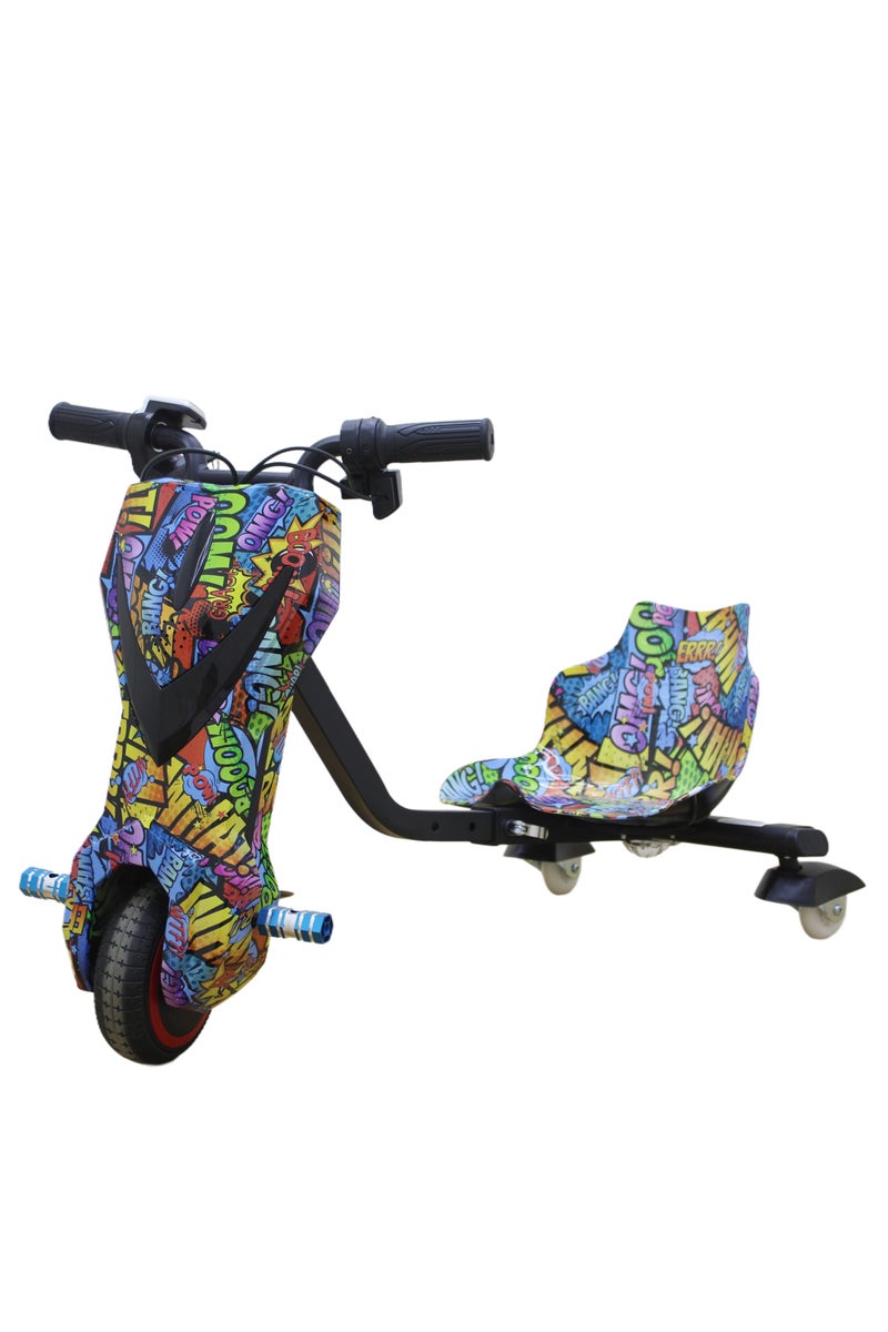 ليدر سكوتر كهربائي دريفتنج للأطفال والكبار - محرك 350 وات، بطارية 36 فولت، مصابيح LED أمامية بلوتوث، معدات أمان، إطارات 6 بوصات، مدى 10-25 كم، جرافيتي صغير - Image 1