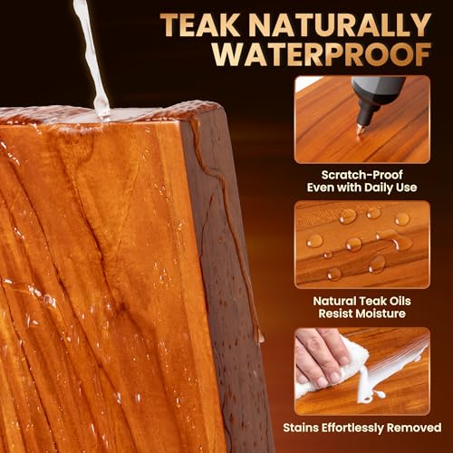 Realgulf 24 Inch Teak Floating Shelves Set of 2 - Solid Natural Wood Wall Mounted Shelves with Invisible Brackets - Heavy Duty Waterproof Storage for Bathroom, Kitchen, Living Room & Outdoor - Image 3