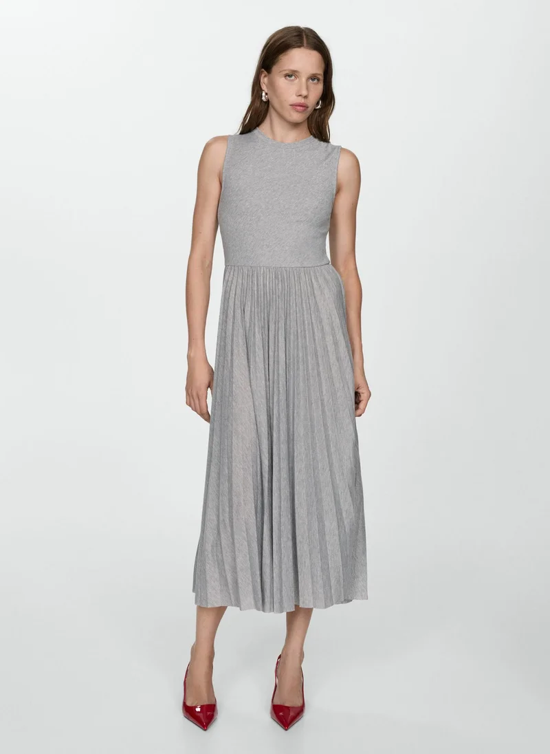 MANGO Pleated Knit Dress